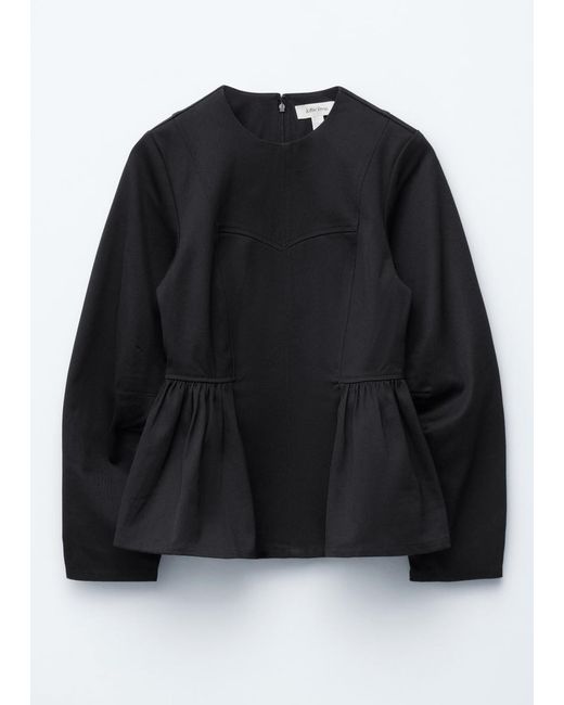 & Other Stories Black Cotton Peplum Top