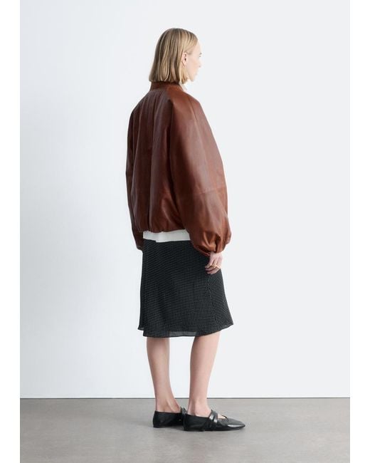& Other Stories White Leather Bomber Jacket