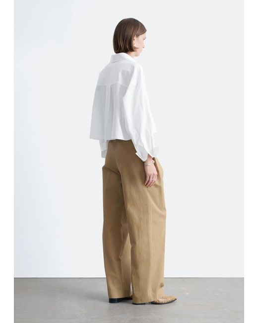 & Other Stories White Cropped Oversized Cotton Shirt