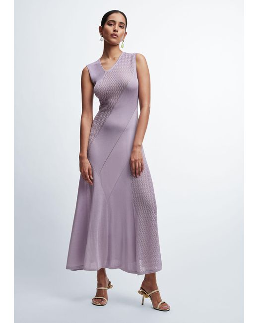 & Other Stories Purple Contrast-panel Maxi Dress
