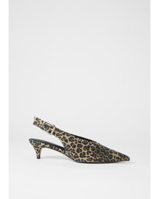 & Other Stories White Leather Slingback Kitten Heels