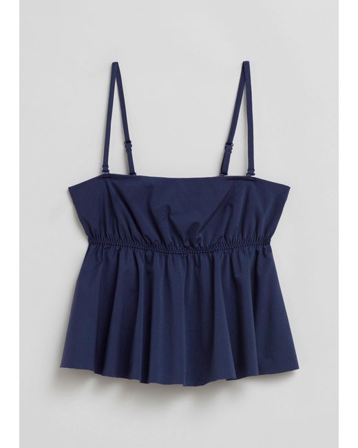 & Other Stories Blue Ruffle Tankini Top