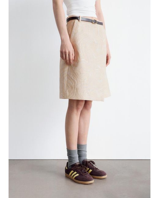 & Other Stories White A-Line Jacquard Midi Skirt