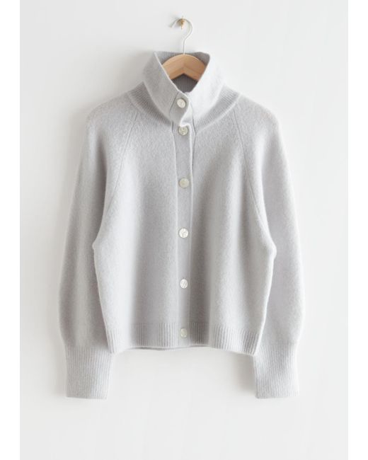 u0026 Other Stories Boxy High Neck Cardigan in Gray | Lyst