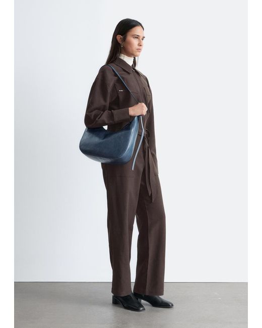 & Other Stories Brown Belted Utility Jumpsuit
