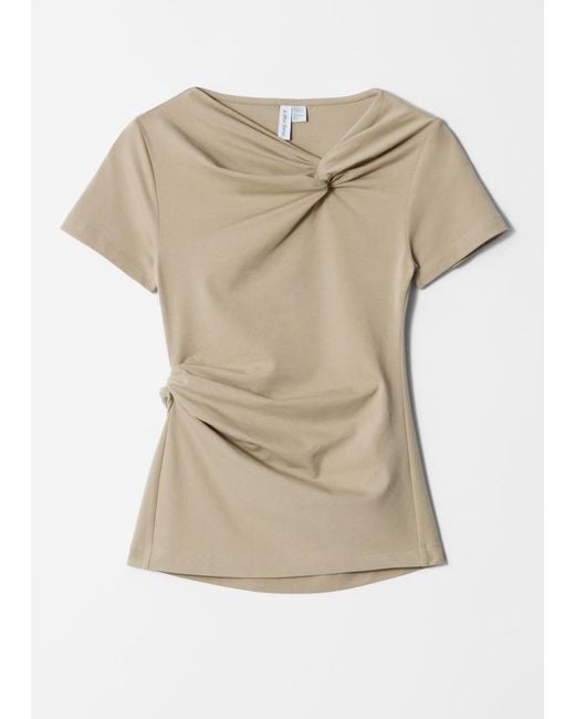 & Other Stories Natural Twist-Detail T-Shirt