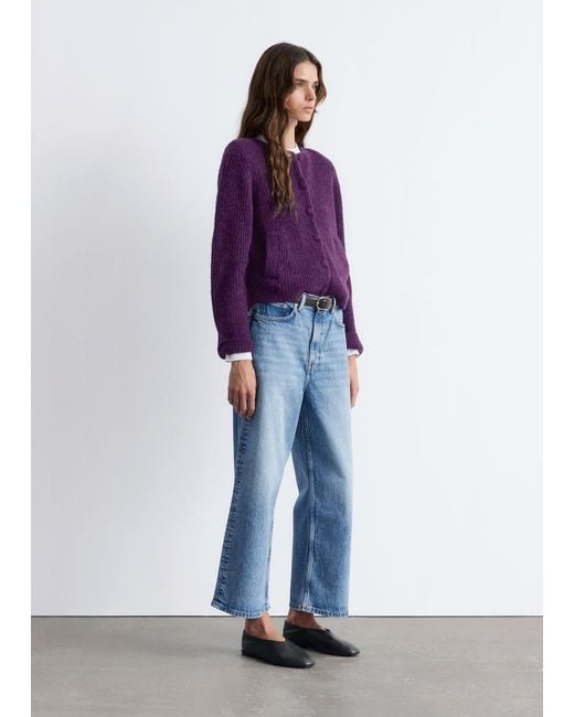& Other Stories Purple Rib-Knit Cardigan