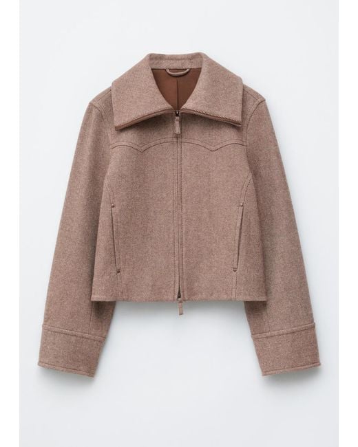 & Other Stories Brown Cropped Wool Jacket