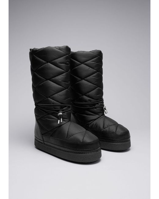 & Other Stories Black Quilted Snow Boots