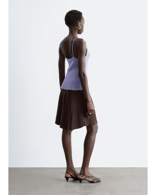 & Other Stories Purple Rib-Knit Lace Camisole