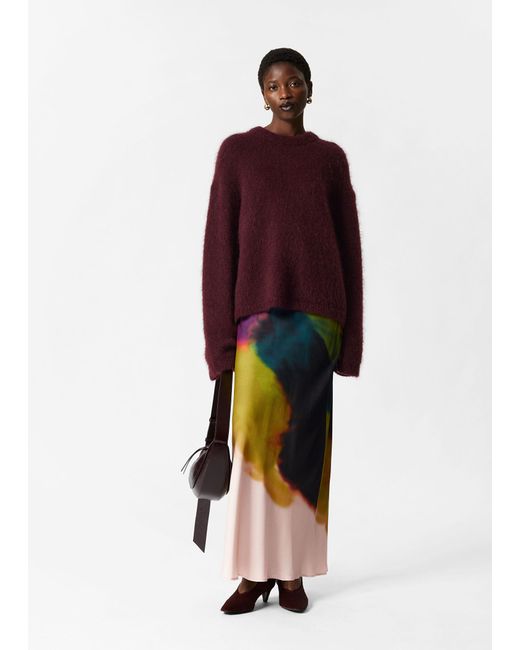 & Other Stories Red Ombré Satin Maxi Skirt