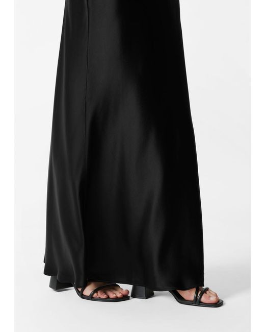& Other Stories Black Satin Maxi Skirt