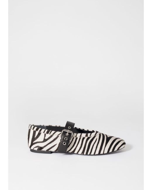 & Other Stories White Zebra-Print Ballet Flats