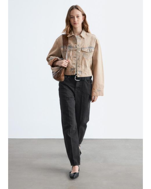 & Other Stories White Cropped Overdye Denim Jacket