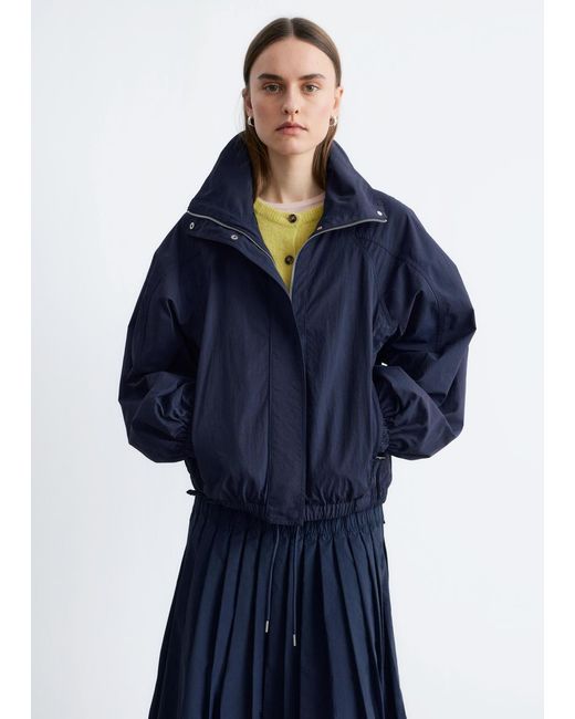 & Other Stories Blue Stand-Collar Drawstring Jacket