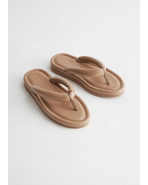 & Other Stories Natural Padded Strap Leather Flip Flops