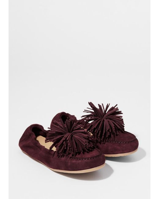 & Other Stories Brown Pompom Suede Loafers