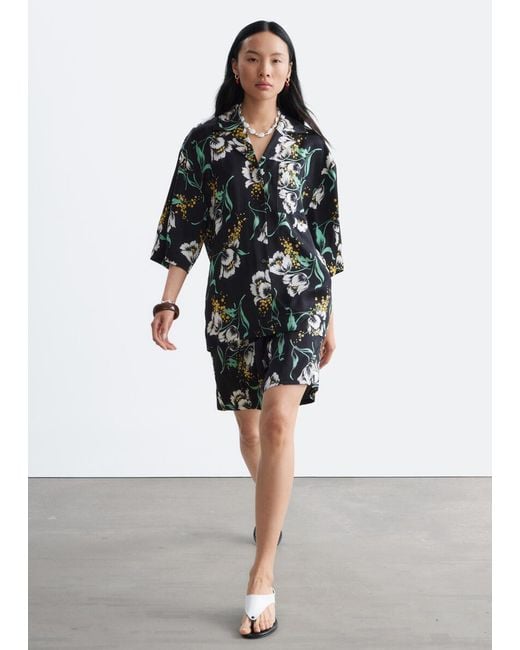 & Other Stories Black Oversized Resort Shirt