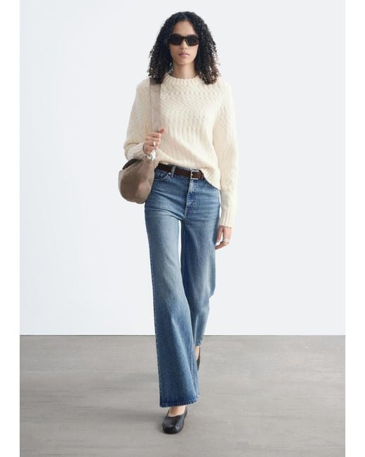 & Other Stories Blue Wool-Cotton Bouclé Jumper