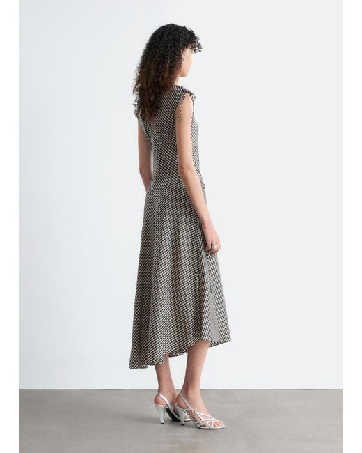 & Other Stories Gray Asymmetric Draped Midi Dress