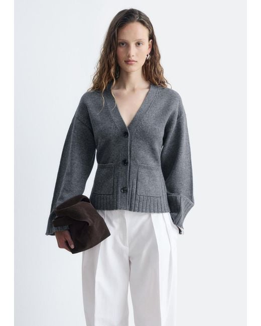& Other Stories Gray Tapered Knit Cardigan