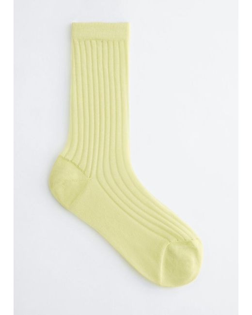 & Other Stories Yellow Ribbed Sheer Socks
