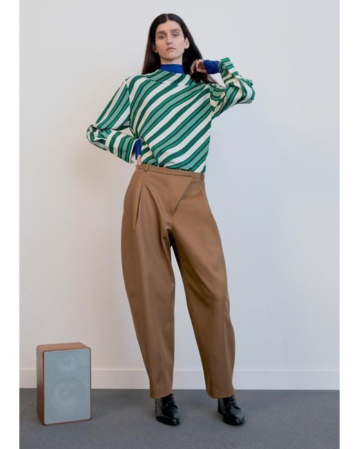 & Other Stories Green Barrel-Leg Trousers