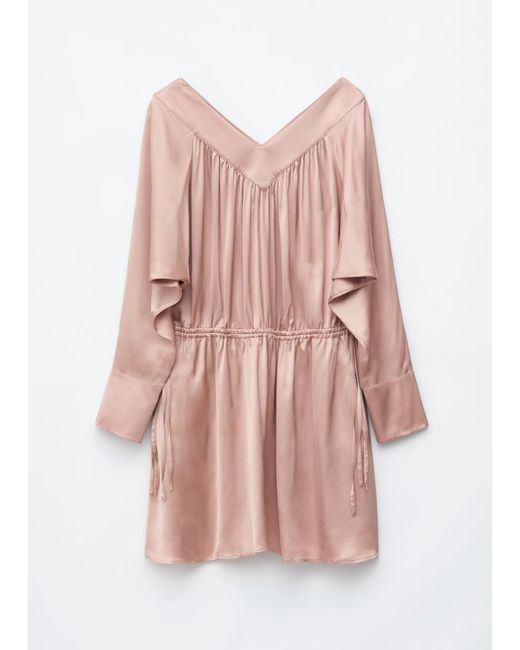 & Other Stories White Drawstring V-Neck Mini Dress