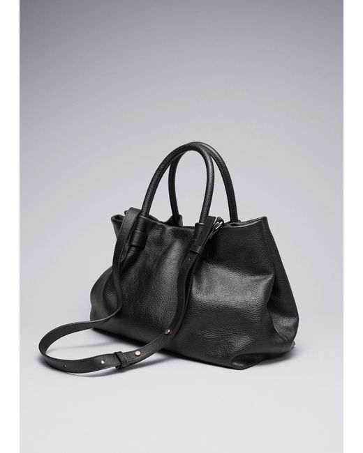 & Other Stories Black Classic Leather Tote