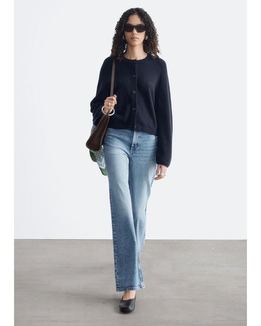 & Other Stories Blue Relaxed Wool-Cotton Cardigan