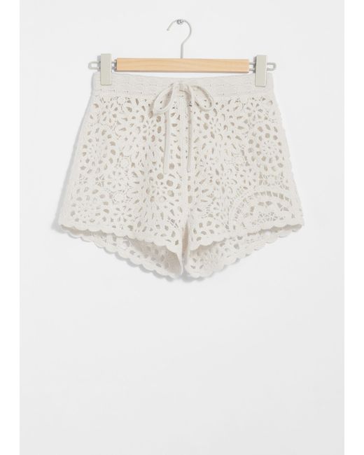 & Other Stories Brown Crocheted Shorts