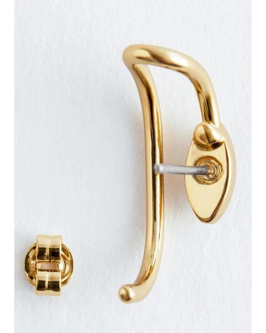& Other Stories White Ear-Cuff-Detail Stud Earrings