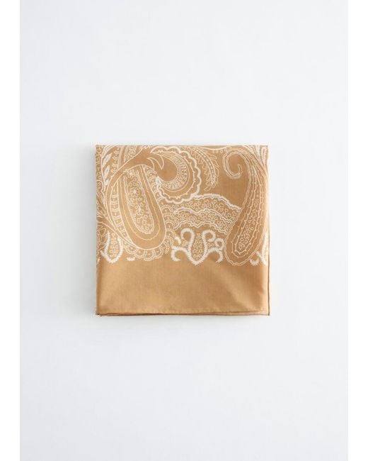 & Other Stories Natural Large Silk-Blend Paisley Scarf