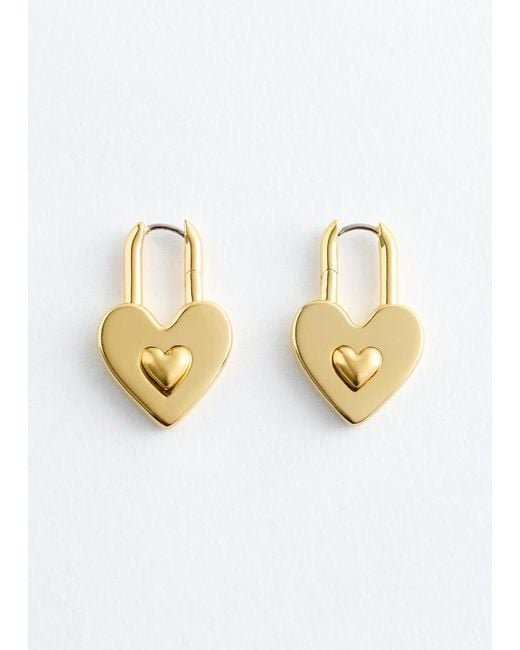 & Other Stories White Heart-Shaped Hoop Earrings