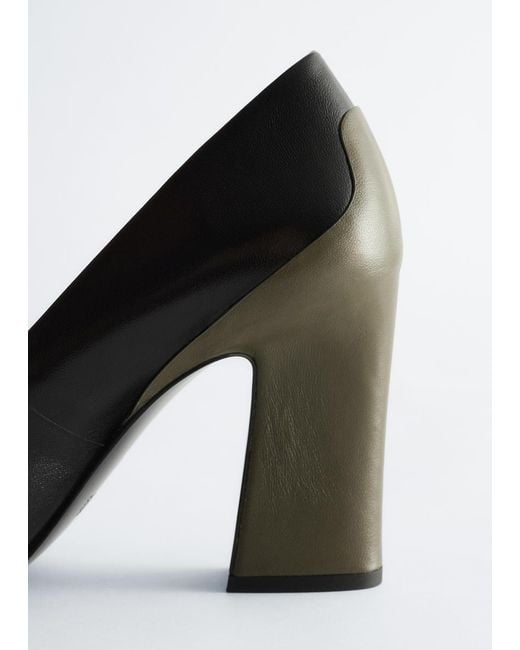 & Other Stories White Colour-Blocked Leather Pumps