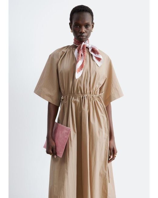 & Other Stories White Drawstring Midi Dress