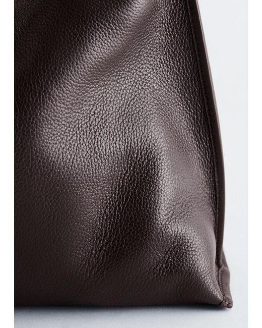 & Other Stories Black Leather Tote Bag