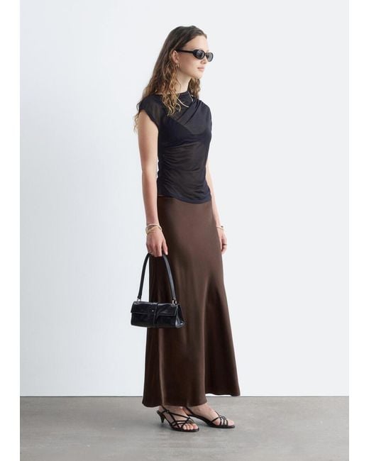 & Other Stories Brown Satin Maxi Skirt