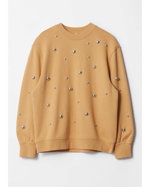 & Other Stories Natural Studded Cotton Sweatshirt