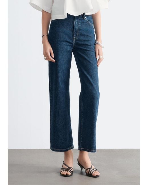 & Other Stories Blue Cropped Wide-Leg Jeans