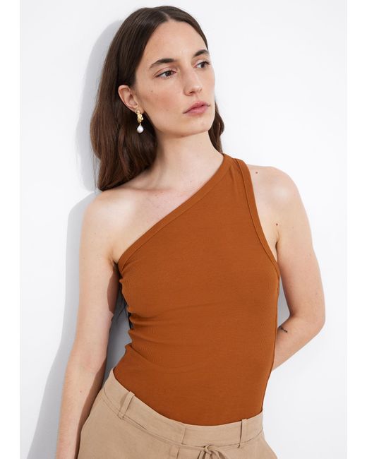 & Other Stories Brown One-Shoulder-Tanktop