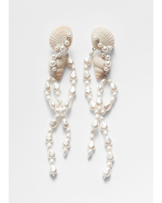& Other Stories White Pearl-tipped Seashell Earrings