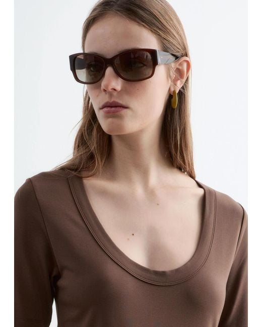 & Other Stories Brown Longline Jersey Maxi Dress