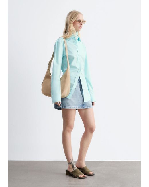 & Other Stories Blue Tapered Cotton Shirt