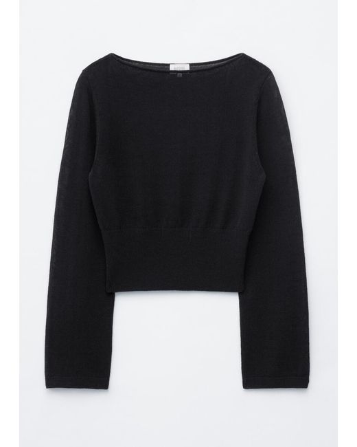 & Other Stories Blue Rolled Edge Boat-Neck Top