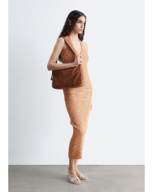 & Other Stories White Spacedye Halterneck Midi Dress