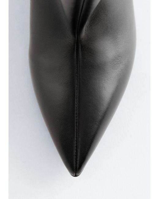 & Other Stories Black Wedge-Heel Knee-High Boots