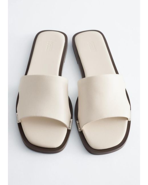 & Other Stories White Metal-Detail Leather Slides