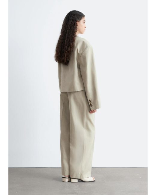 & Other Stories Natural Cropped Oversized Blazer