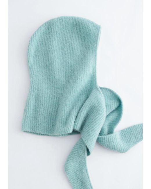 & Other Stories Blue Alpaca-Blend Rib-Knit Hood Scarf